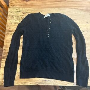 Sezane black sweater with gold buttons